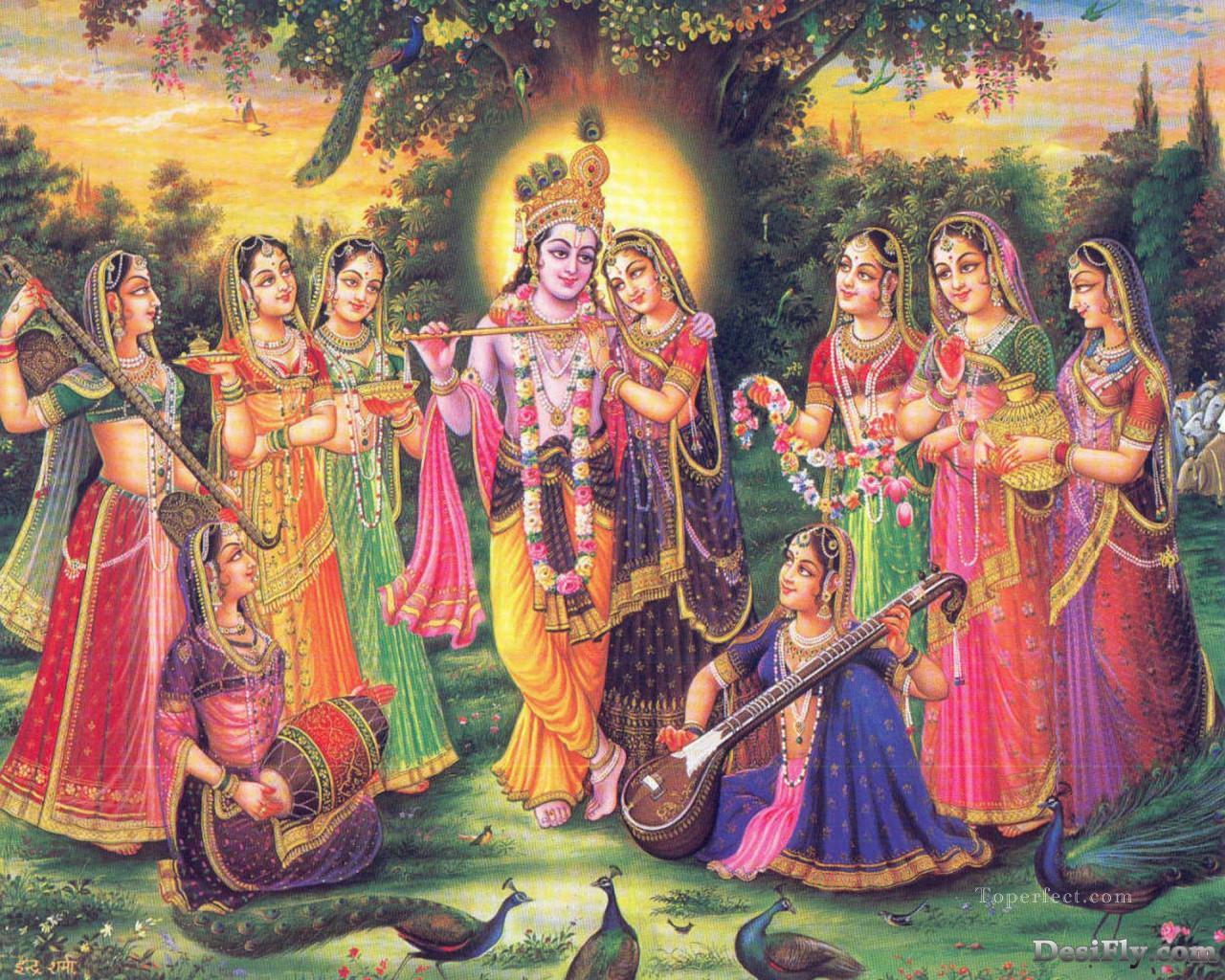 Radha Krishna 2 Hindoo Oil Paintings